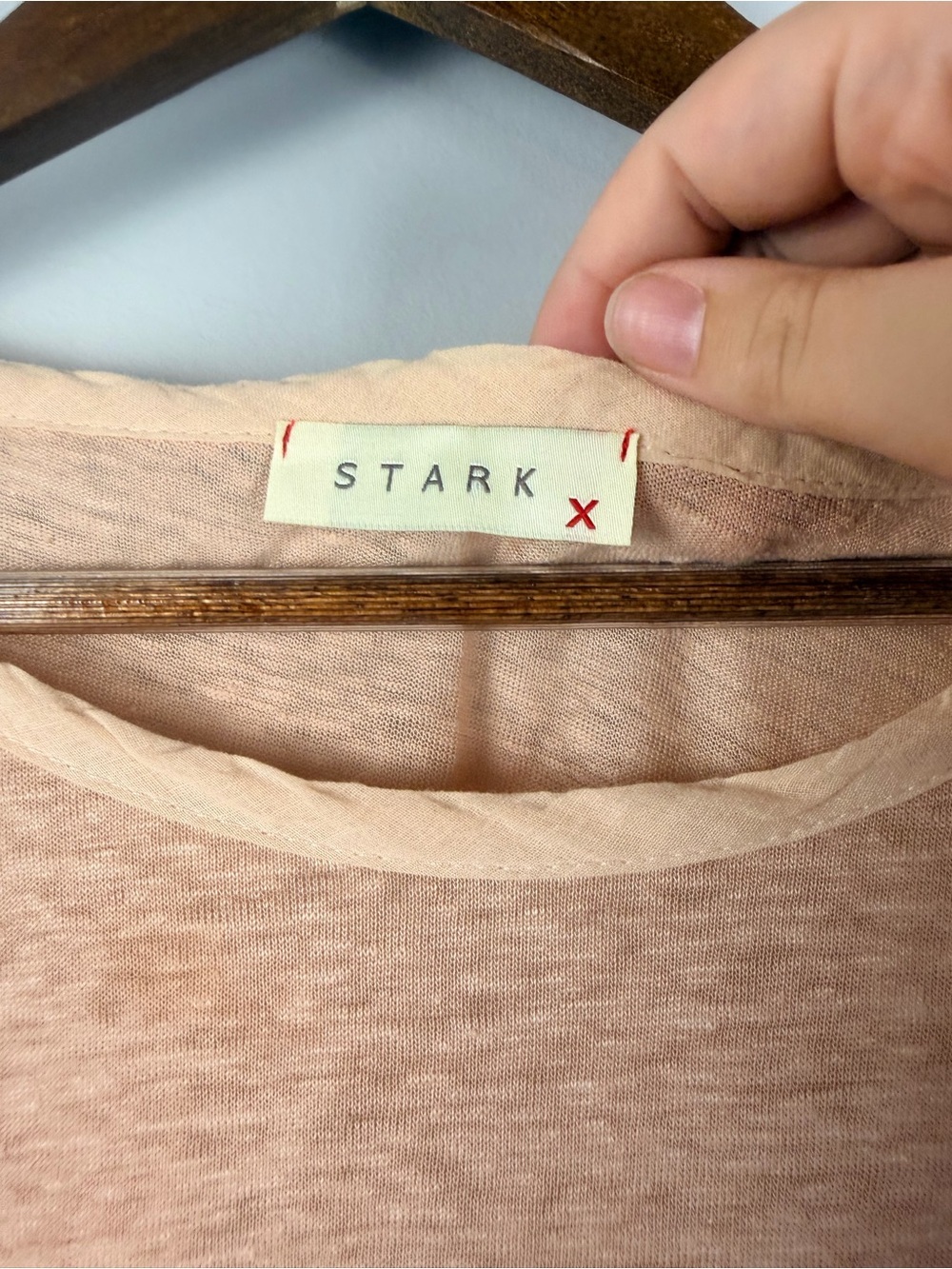 Anthropologie Stark tan pink linen/cotton asymmetrical top size medium - Picture 2 of 6